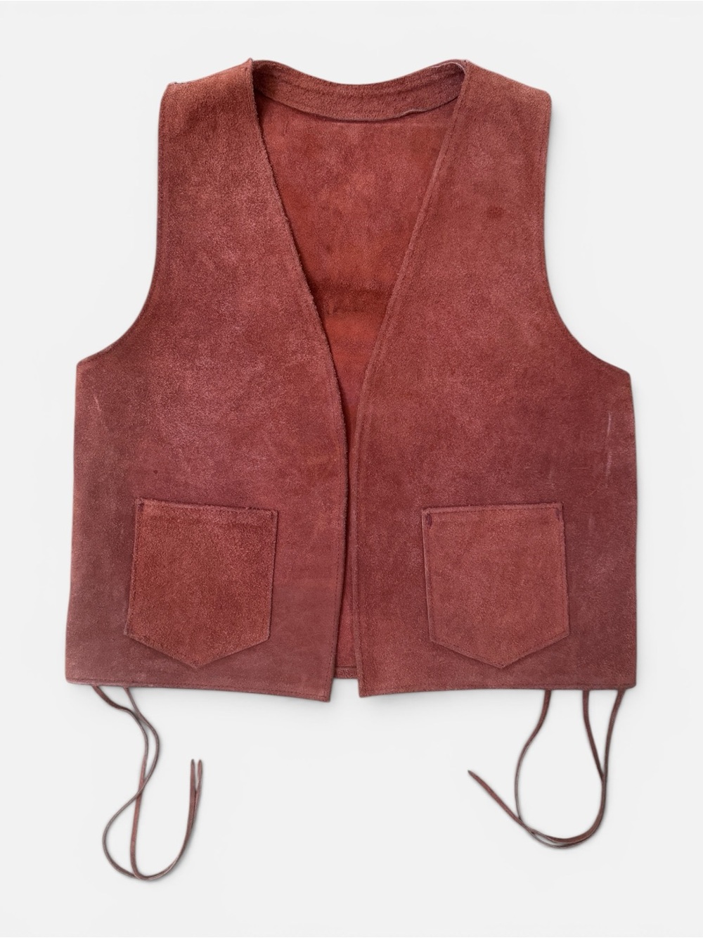 VTG 70s Handmade Genuine Suede Leather Vest Western Boho Cowgirl Women’s M/L